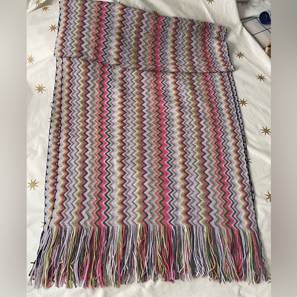 MISSONI Fringed Jacquard-Knit Wool Blend Scarf